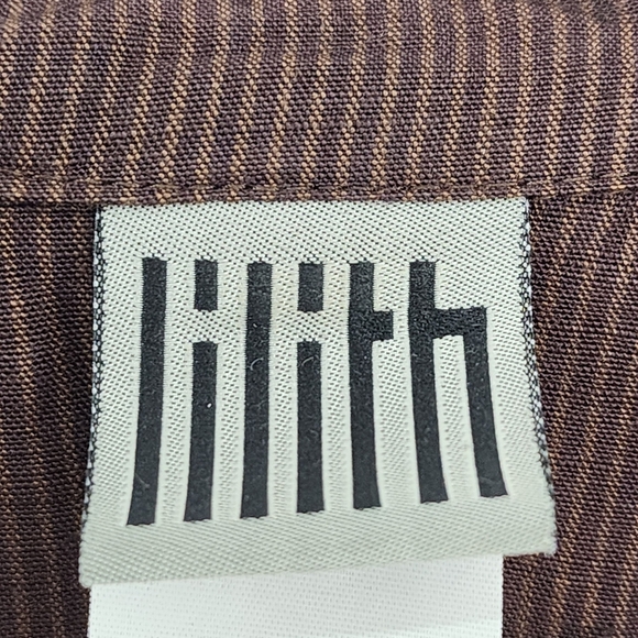 Lilith Women's Linen Blend Pinstripes Button Front Top - Picture 5 of 6